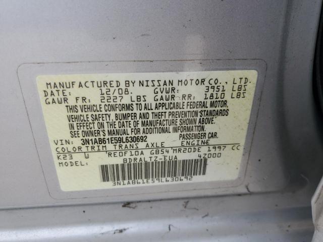 3N1AB61E59L630692 - 2009 NISSAN SENTRA 2.0 SILVER photo 12