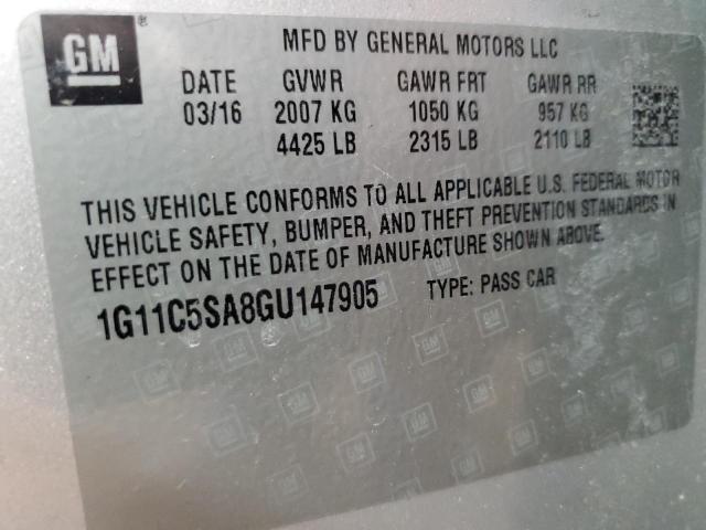 1G11C5SA8GU147905 - 2016 CHEVROLET MALIBU LIM LT 银色 照片 12