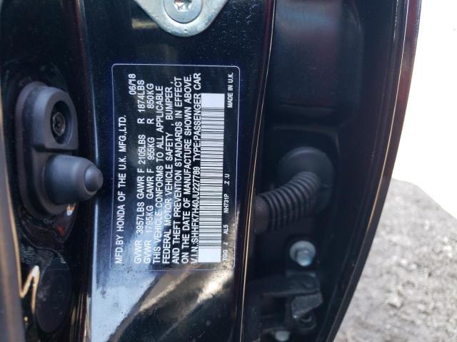 SHHFK7H40JU227789 - 2018 HONDA CIVIC SPORT 黑色 照片 12