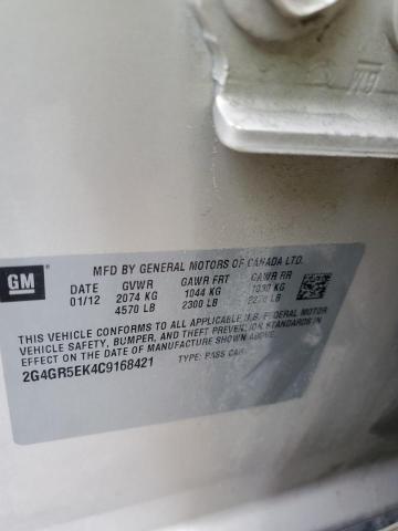 2G4GR5EK4C9168421 - 2012 BUICK REGAL 金色 照片 12