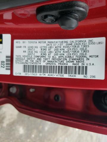 5TEJU62N27Z455074 - 2007 TOYOTA TACOMA DOUBLE CAB PRERUNNER RED photo 12