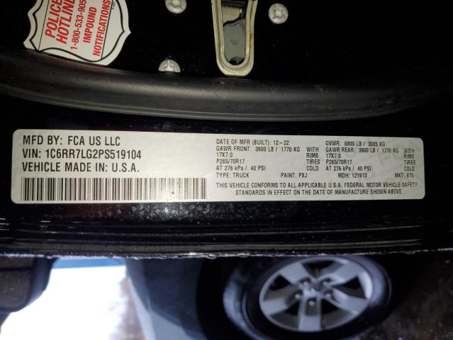 1C6RR7LG2PS519104 - 2023 RAM 1500 CLASS SLT 黑色 照片 13
