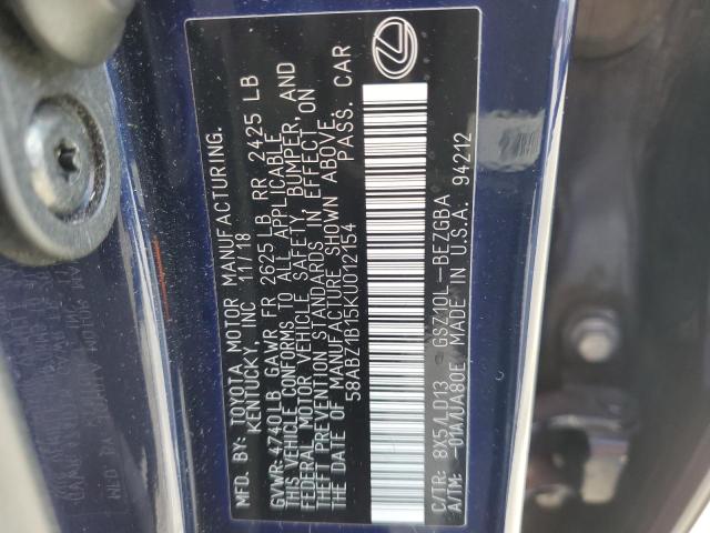 58ABZ1B15KU012154 - 2019 LEXUS ES 350 BLUE photo 12