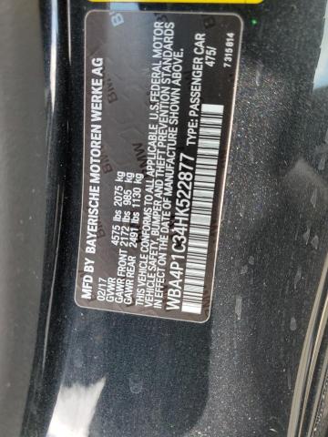 WBA4P1C34HK522877 - 2017 BMW 440I BLACK photo 12