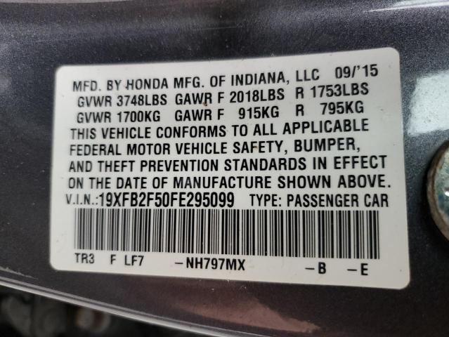 19XFB2F50FE295099 - 2015 HONDA CIVIC LX CHARCOAL photo 12