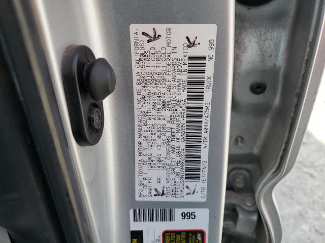 3TMJU62N18M062374 - 2008 TOYOTA TACOMA DOUBLE CAB PRERUNNER SILVER photo 12