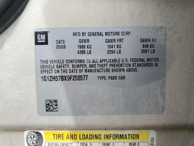 1G1ZH57BX9F250577 - 2009 CHEVROLET MALIBU 1LT BEIGE photo 12