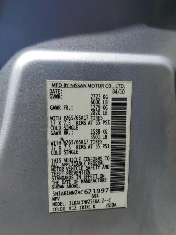 5N1AR1NN2AC621997 - 2010 NISSAN PATHFINDER S SILVER photo 13