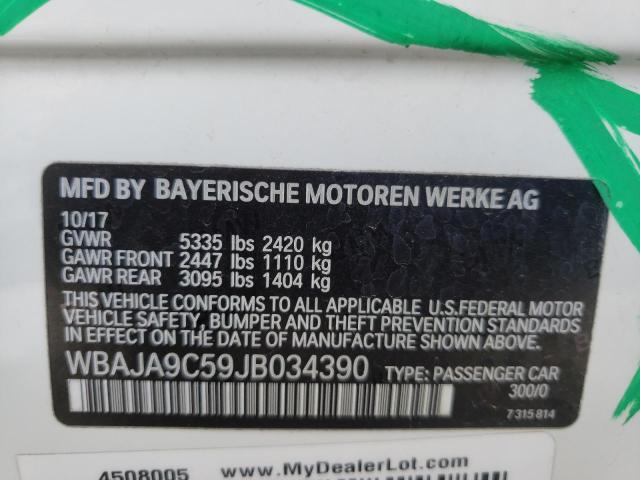 WBAJA9C59JB034390 - 2018 BMW 530E WHITE photo 13