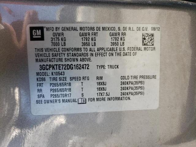 3GCPKTE72DG162472 - 2013 CHEVROLET SILVERADO K1500 LTZ GRAY photo 12