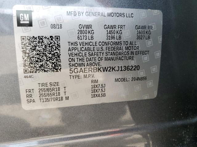 5GAERBKW2KJ136220 - 2019 BUICK ENCLAVE ESSENCE GRAY photo 13