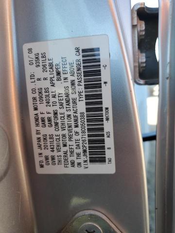 JHMCP26718C050388 - 2008 HONDA ACCORD EX SILVER photo 12