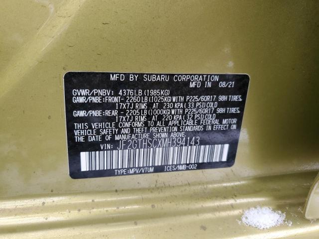 JF2GTHSCXMH394143 - 2021 SUBARU CROSSTREK SPORT GREEN photo 12