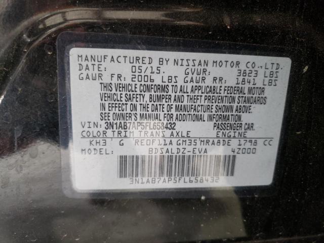 3N1AB7AP5FL658432 - 2015 NISSAN SENTRA S BLACK photo 12