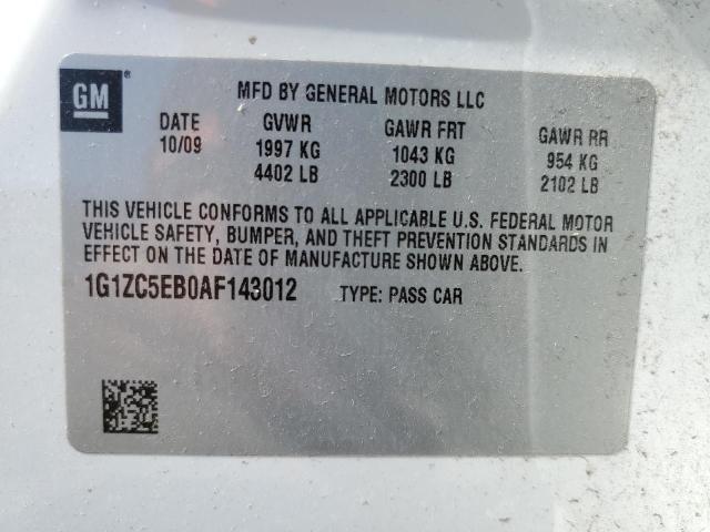 1G1ZC5EB0AF143012 - 2010 CHEVROLET MALIBU 1LT WHITE photo 12