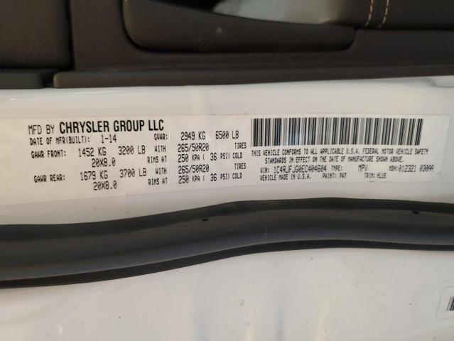 1C4RJFJG0EC404604 - 2014 JEEP GRAND CHER SUMMIT თეთრი ფოტო 12