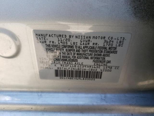 3N1CN8EV6ML833525 - 2021 NISSAN VERSA SV SILVER photo 13