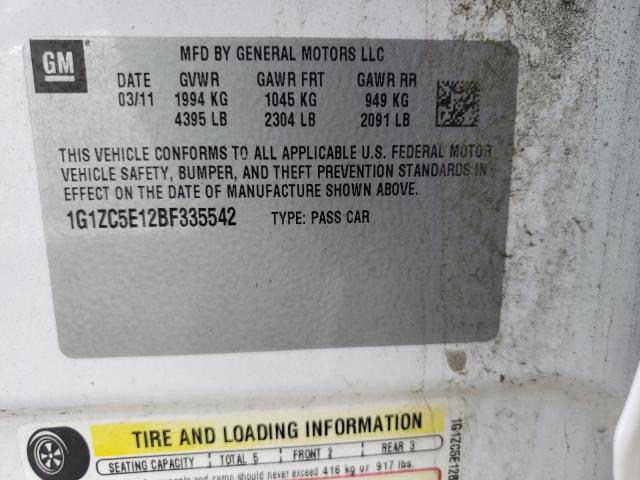 1G1ZC5E12BF335542 - 2011 CHEVROLET MALIBU 1LT WHITE photo 12