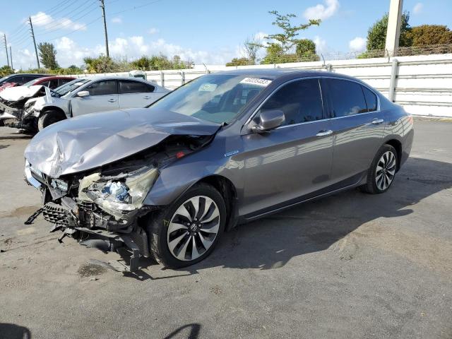 1HGCR6F57EA005210 - 2014 HONDA ACCORD HYBRID EXL GRAY photo 1