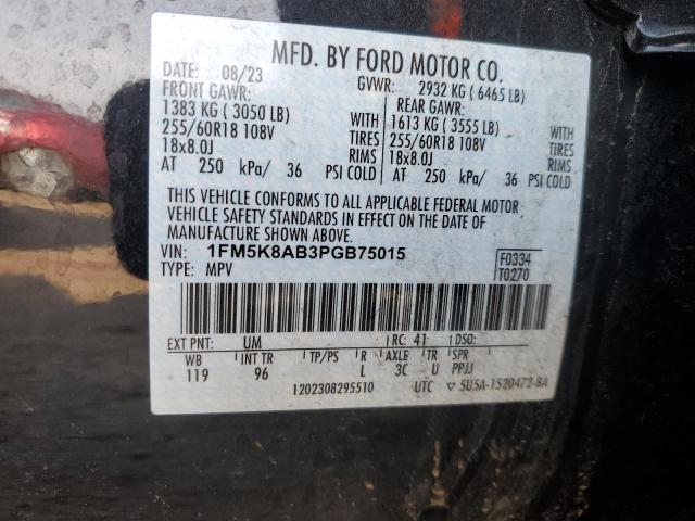 1FM5K8AB3PGB75015 - 2023 FORD EXPLORER POLICE INTERCEPTOR Qara foto 12