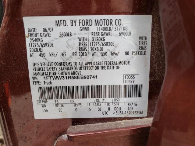 1FTWW31R58EB90741 - 2008 FORD F350 SRW SUPER DUTY BROWN photo 13