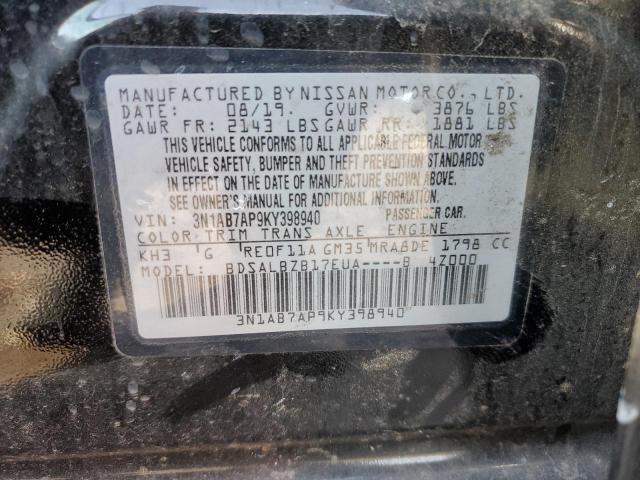 3N1AB7AP9KY398940 - 2019 NISSAN SENTRA S BLACK photo 13