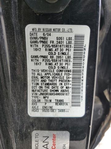 JN8DR09X54W809167 - 2004 NISSAN PATHFINDER LE 黑色 照片 13