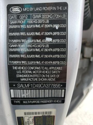 SALMF1D49CA377856 - 2012 LAND ROVER RANGE ROVE HSE LUXURY SILVER photo 13