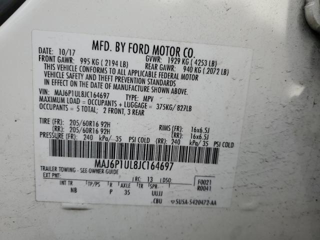 MAJ6P1UL8JC164697 - 2018 FORD ECOSPORT SE 白色 照片 13