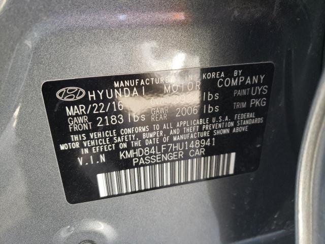 KMHD84LF7HU148941 - 2017 HYUNDAI ELANTRA SE GRAY photo 12