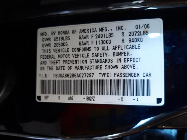 19UUA66286A027297 - 2006 ACURA 3.2TL BLACK photo 12