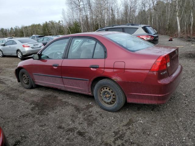 2HGES16395H025913 - 2005 HONDA CIVIC DX VP RED photo 2