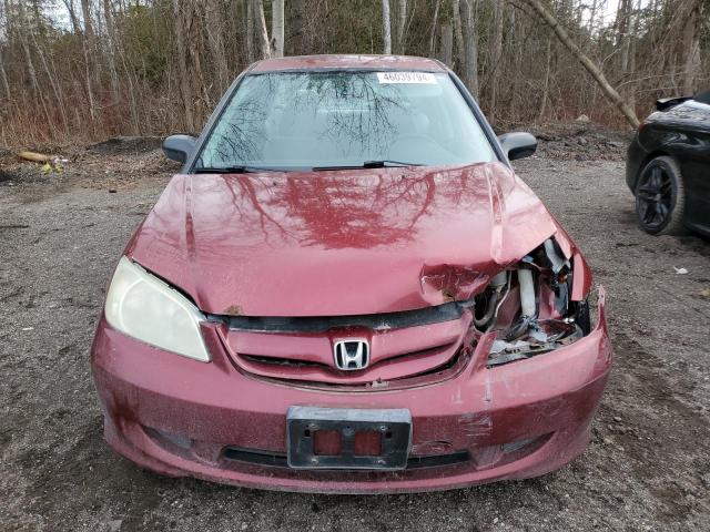 2HGES16395H025913 - 2005 HONDA CIVIC DX VP RED photo 5