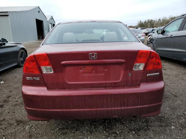 2HGES16395H025913 - 2005 HONDA CIVIC DX VP RED photo 6