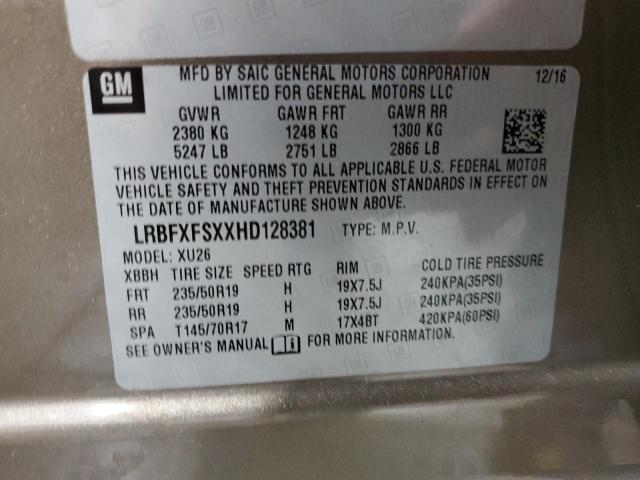 LRBFXFSXXHD128381 - 2017 BUICK ENVISION PREMIUM II TAN photo 12