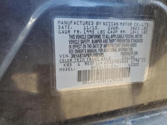 3N1AB7AP8FL692185 - 2015 NISSAN SENTRA S CHARCOAL photo 12