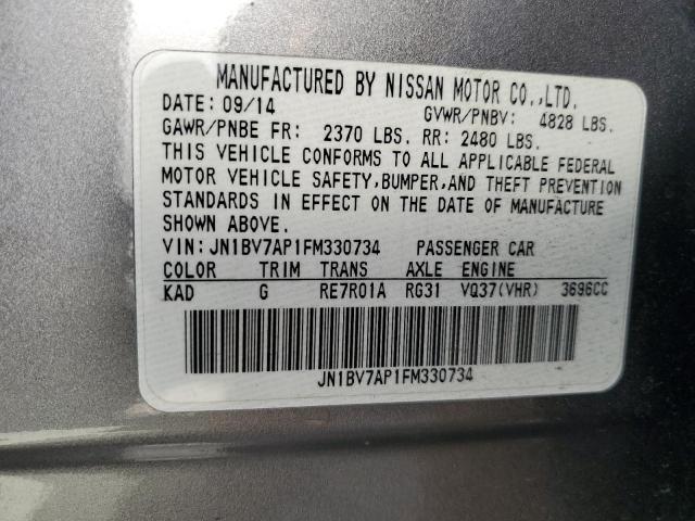 JN1BV7AP1FM330734 - 2015 INFINITI Q50 BASE GRAY photo 12