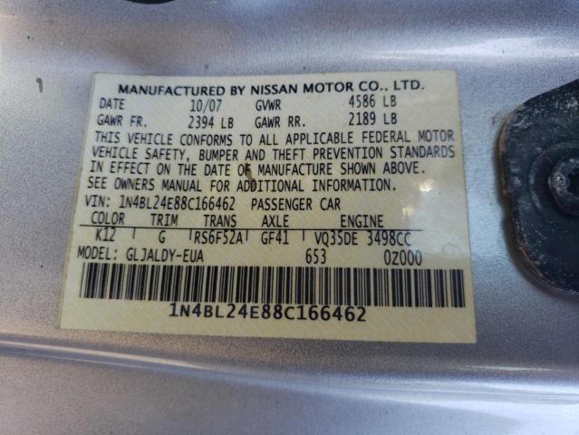 1N4BL24E88C166462 - 2008 NISSAN ALTIMA 3.5SE SILVER photo 12