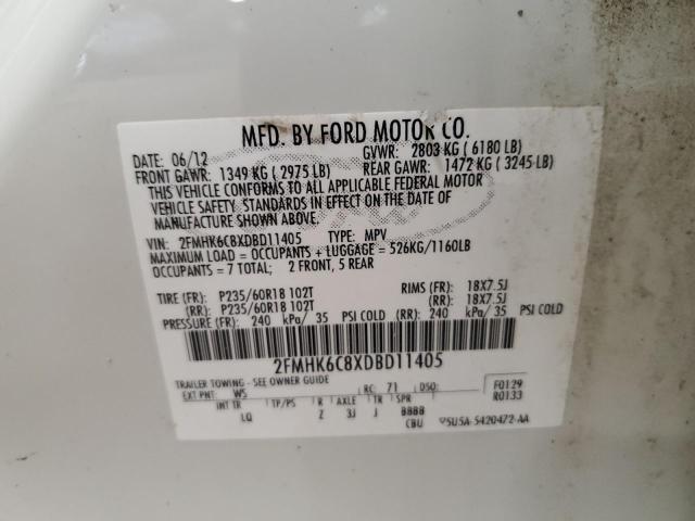 2FMHK6C8XDBD11405 - 2013 FORD FLEX SEL WHITE photo 14