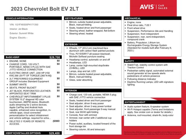 1G1FX6S00P4171350 - 2023 CHEVROLET BOLT EV 2LT WHITE photo 13