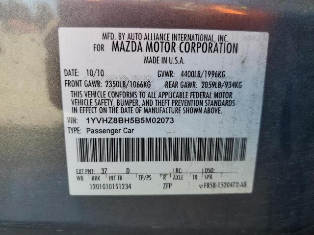 1YVHZ8BH5B5M02073 - 2011 MAZDA 6 I GRAY photo 12