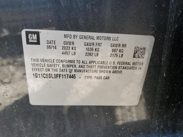 1G11C5SL0FF117446 - 2015 CHEVROLET MALIBU 1LT BLACK photo 12