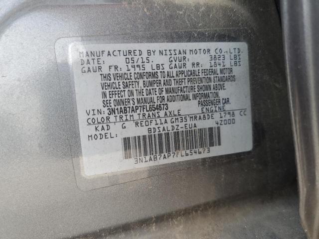 3N1AB7AP7FL654673 - 2015 NISSAN SENTRA S GRAY photo 12