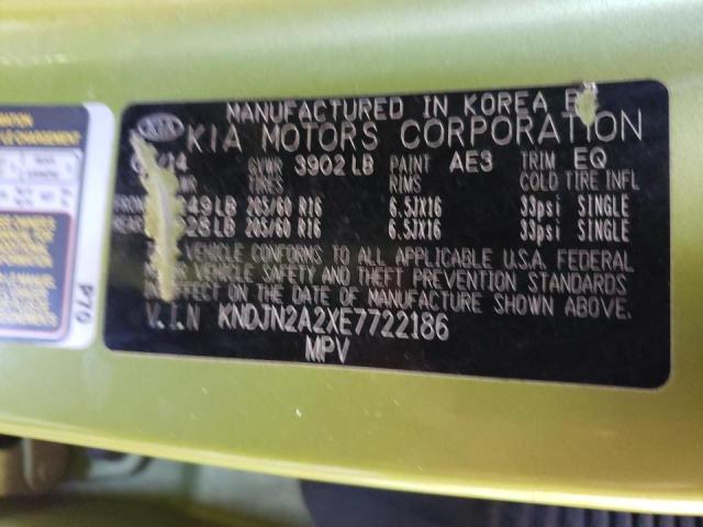 KNDJN2A2XE7722186 - 2014 KIA SOUL GREEN photo 13