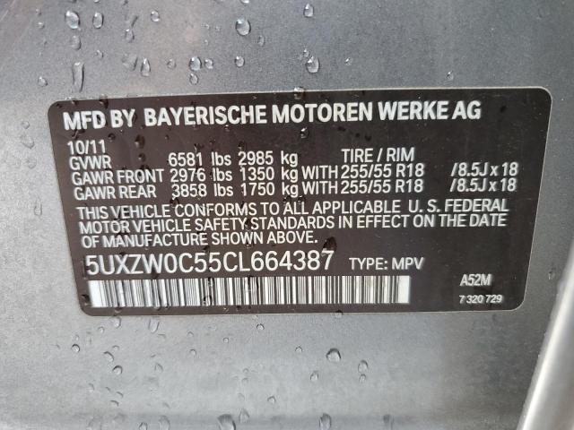 5UXZW0C55CL664387 - 2012 BMW X5 XDRIVE35D GRAY photo 13