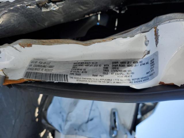 3C6UR5DL4NG119897 - 2022 RAM 2500 BIG HORN/LONE STAR WHITE photo 12