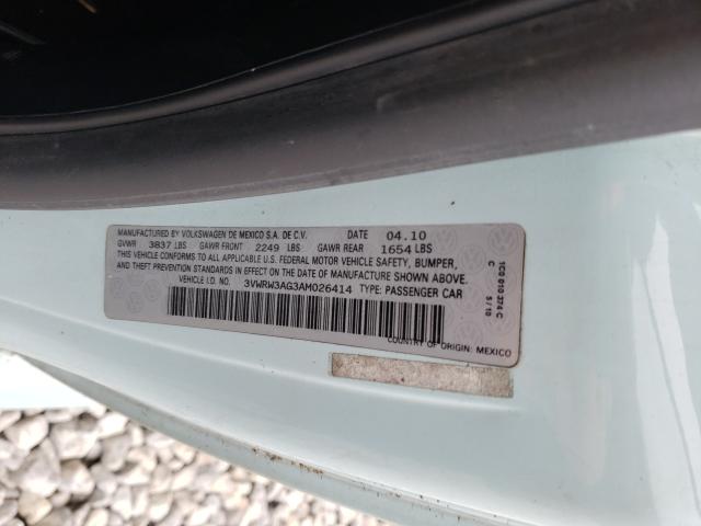 3VWRW3AG3AM026414 - 2010 VOLKSWAGEN NEW BEETLE BLUE photo 10