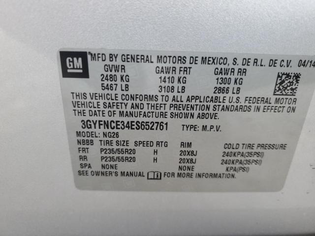 3GYFNCE34ES652761 - 2014 CADILLAC SRX PERFORMANCE COLLECTION Argent photo 12