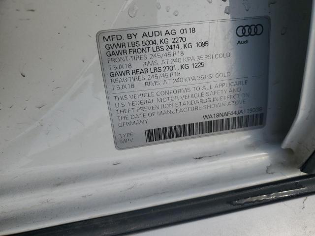 WA18NAF44JA119339 - 2018 AUDI A4 ALLROAD PREMIUM PLUS WHITE photo 12