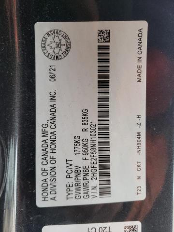 2HGFE2F58NH103021 - 2022 HONDA CIVIC SPORT 灰色 照片 12